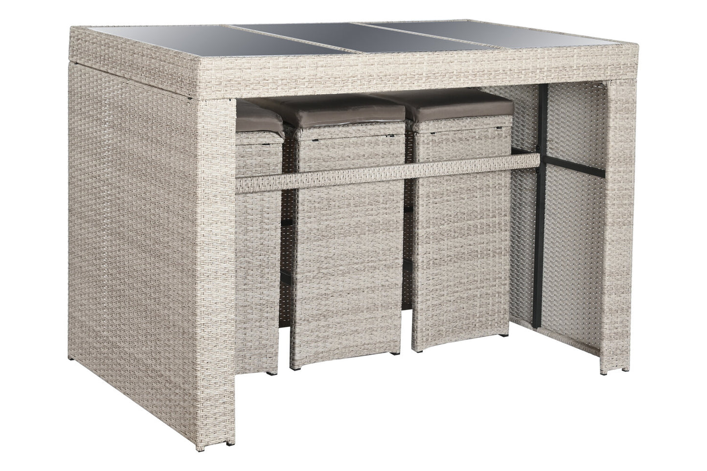 MESA BAR SET 7 RATAN SINTETICO 143X80X100 6 TABURE