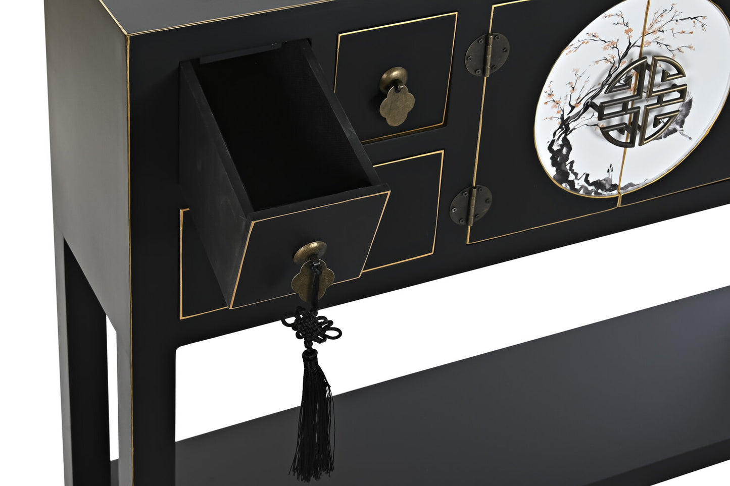 CONSOLA ABETO MDF 95X26X79 ORIENTAL NEGRO