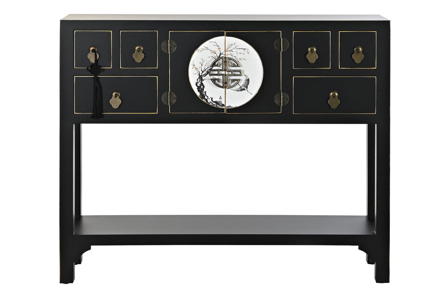 CONSOLA ABETO MDF 95X26X79 ORIENTAL NEGRO