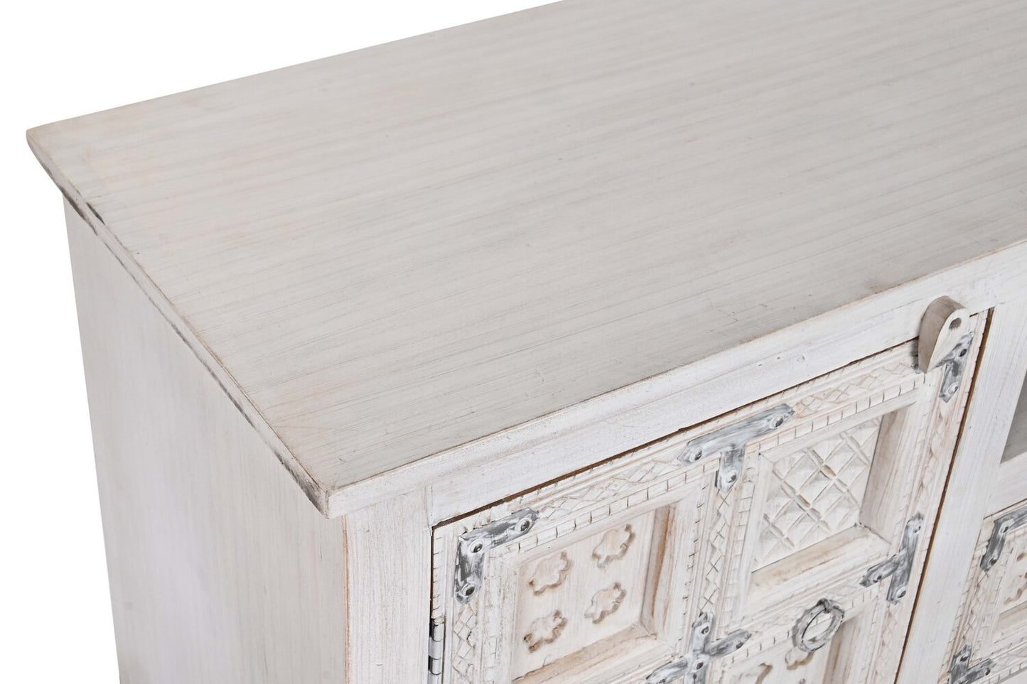 MUEBLE TV MANGO MADERA 151X40X60 ENVEJECIDO BLANCO