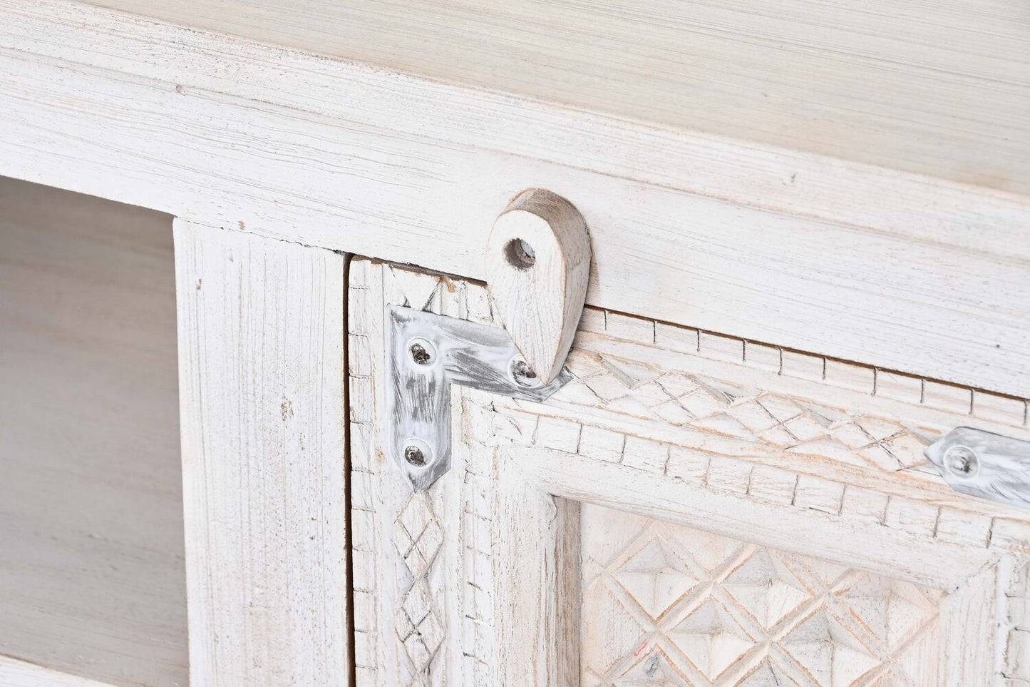 MUEBLE TV MANGO MADERA 151X40X60 ENVEJECIDO BLANCO