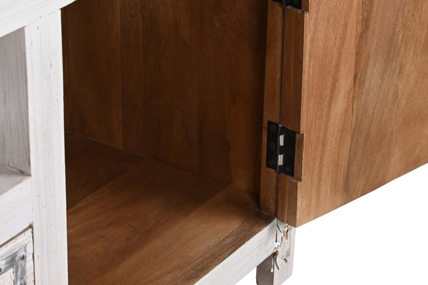 MUEBLE TV MANGO MADERA 151X40X60 ENVEJECIDO BLANCO