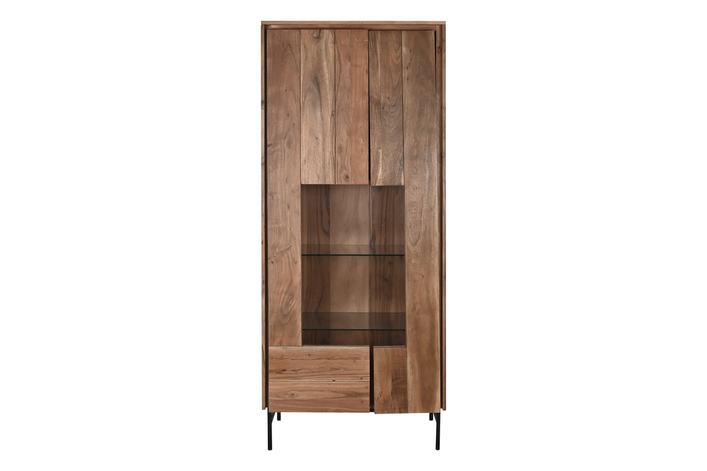VITRINA ACACIA CRISTAL 80X40X197 MARRON