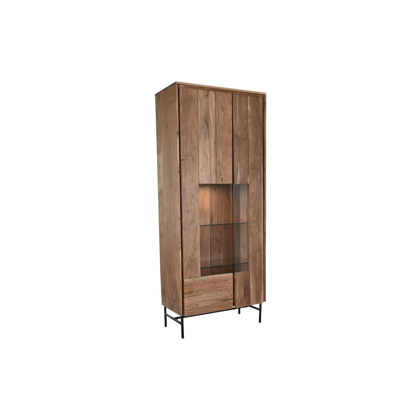 VITRINA ACACIA CRISTAL 80X40X197 MARRON