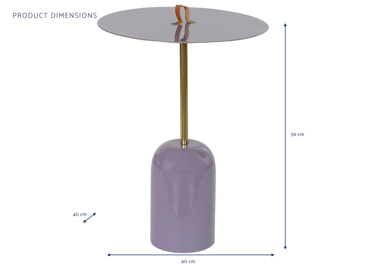 MESITA AUXILIAR HIERRO PIEL 40X40X56 ASA LACADO