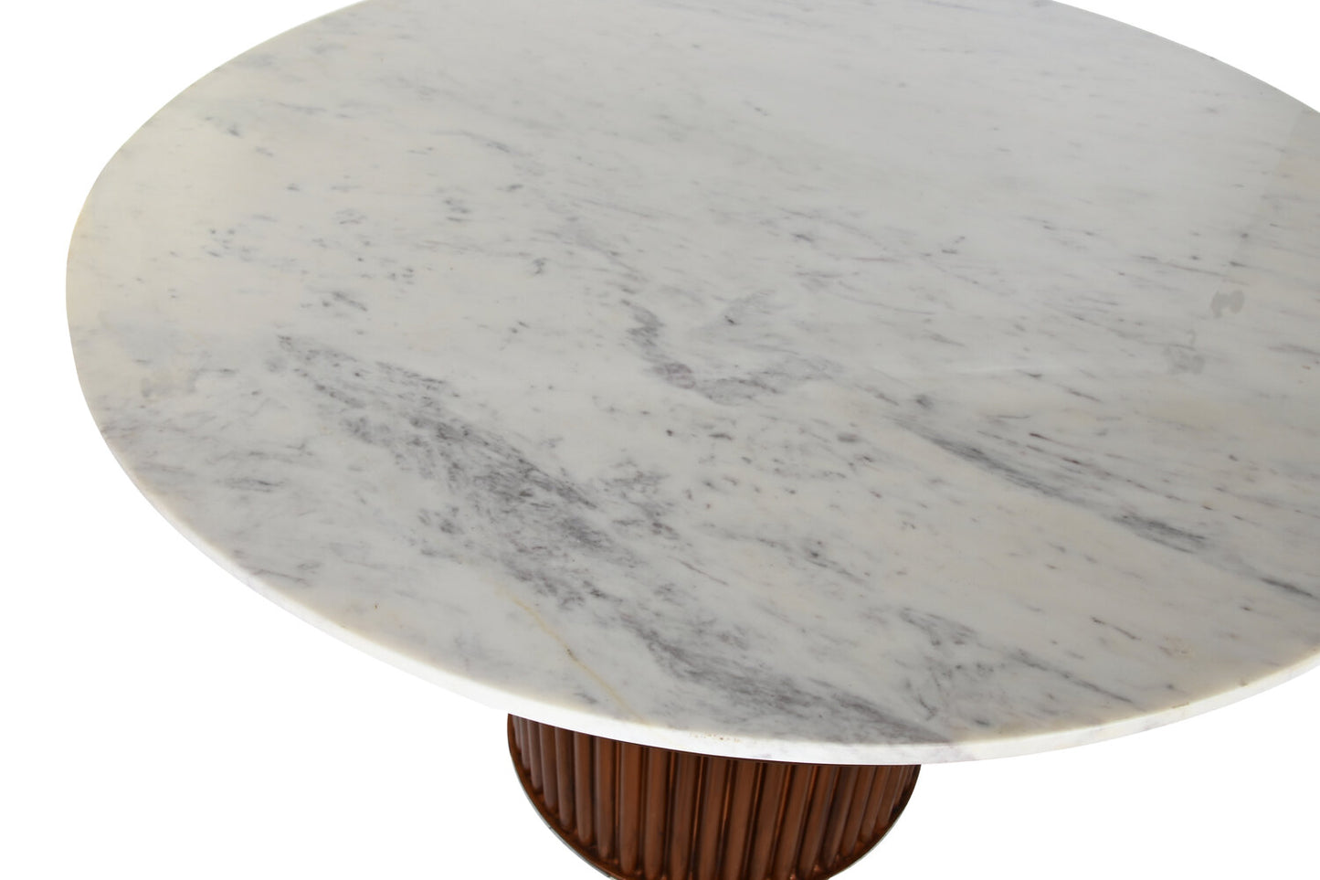 MESA COMEDOR MARMOL METAL 110X110X76 COBRIZO