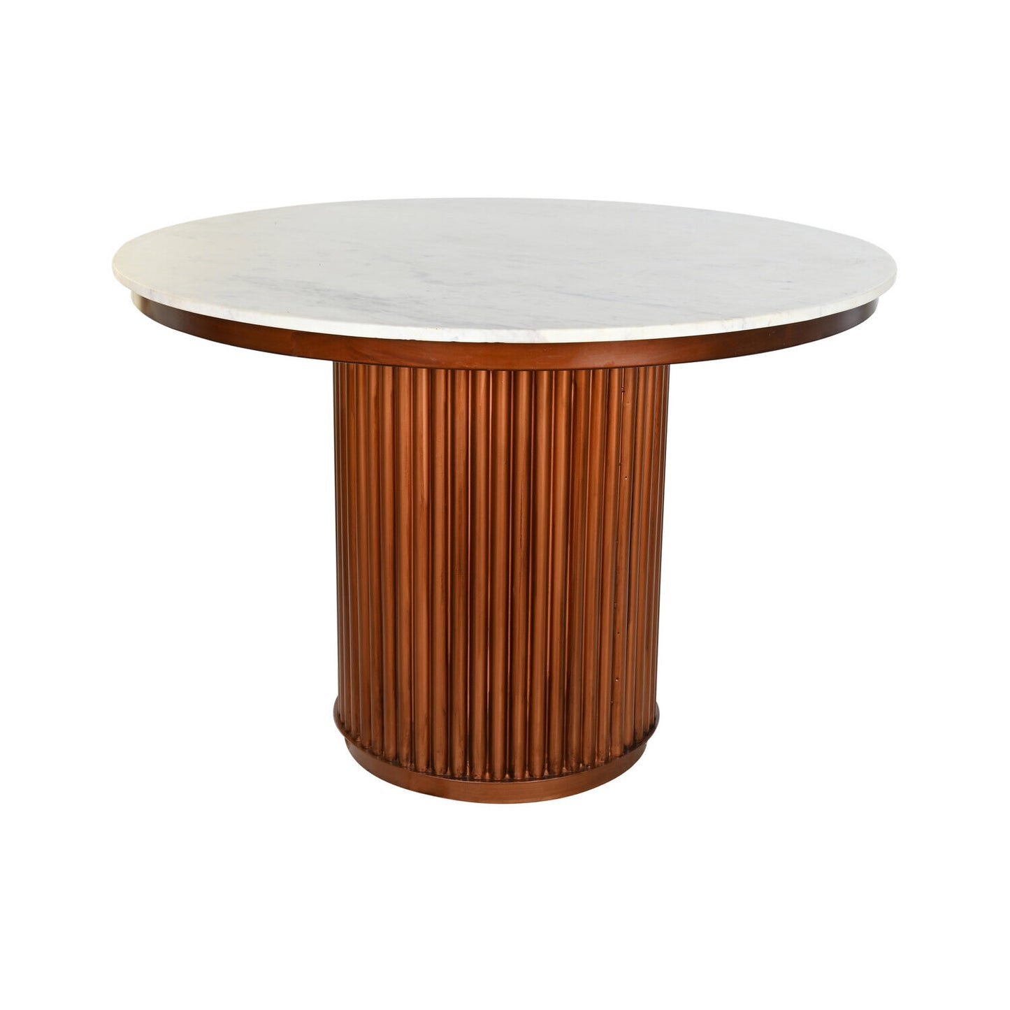 MESA COMEDOR MARMOL METAL 110X110X76 COBRIZO