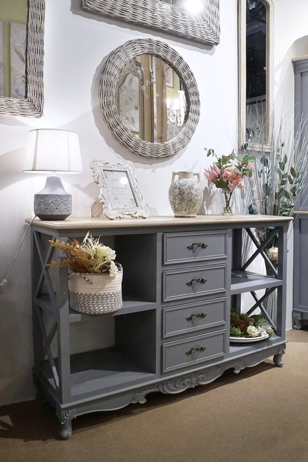 BUFFET PAULOWNIA MDF 132X40X84:5 GRIS