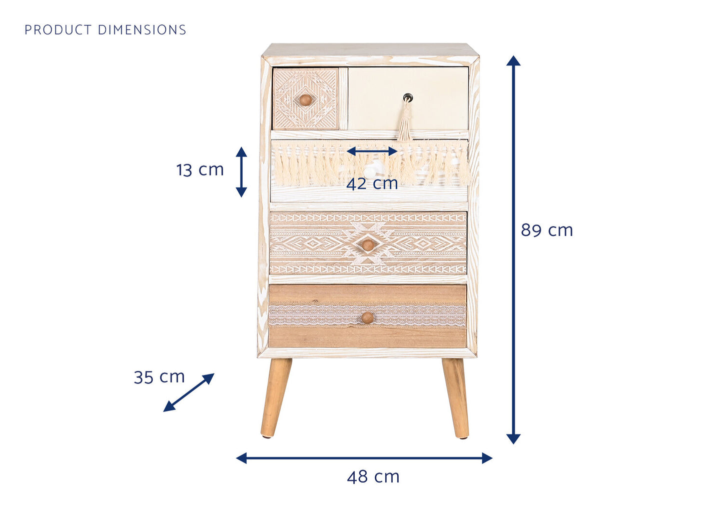 CAJONERA ABETO ALGODON 48X35X89 BLANCO