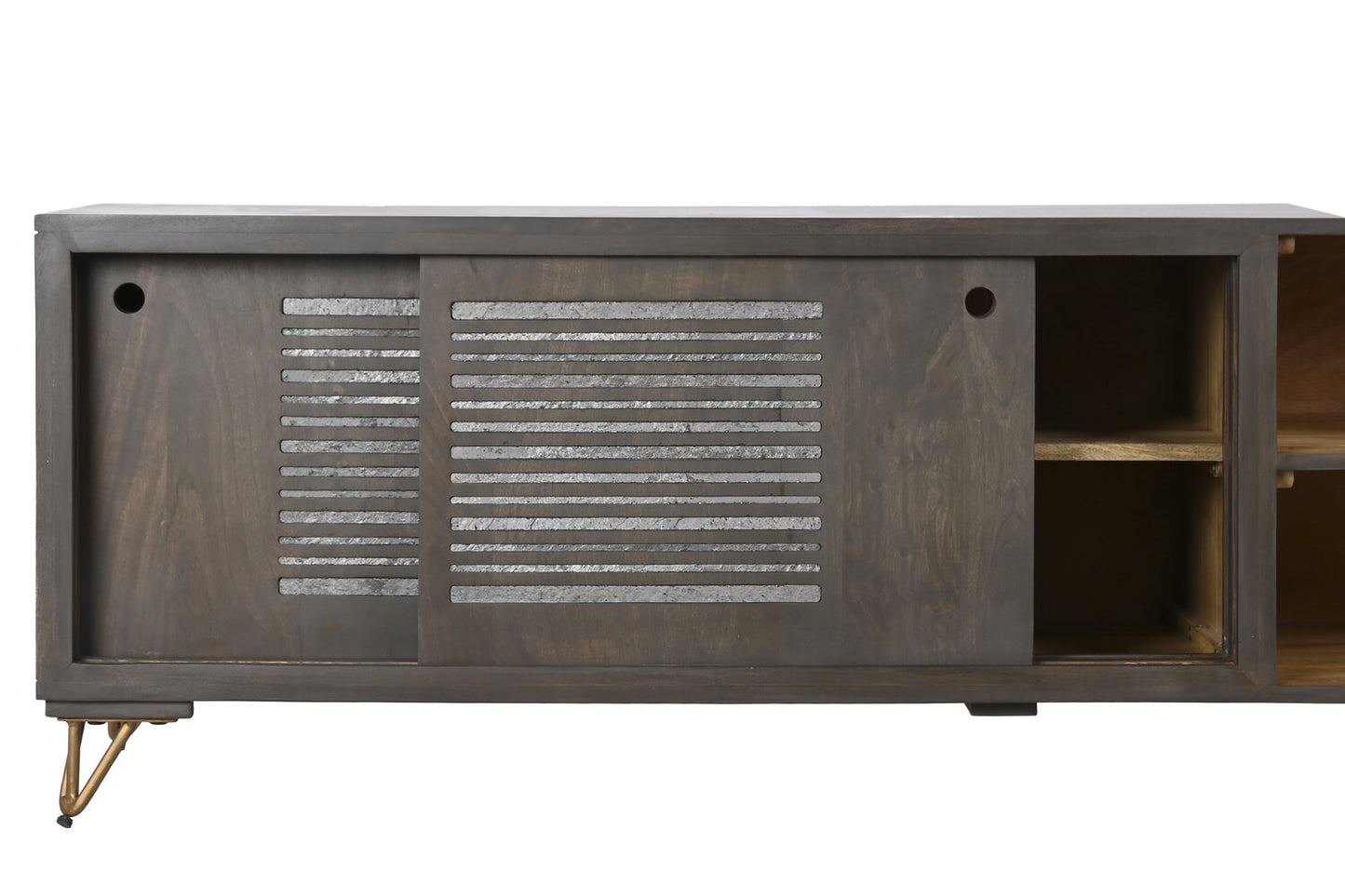 MUEBLE TV MANGO METAL 160X40X50 MARRON