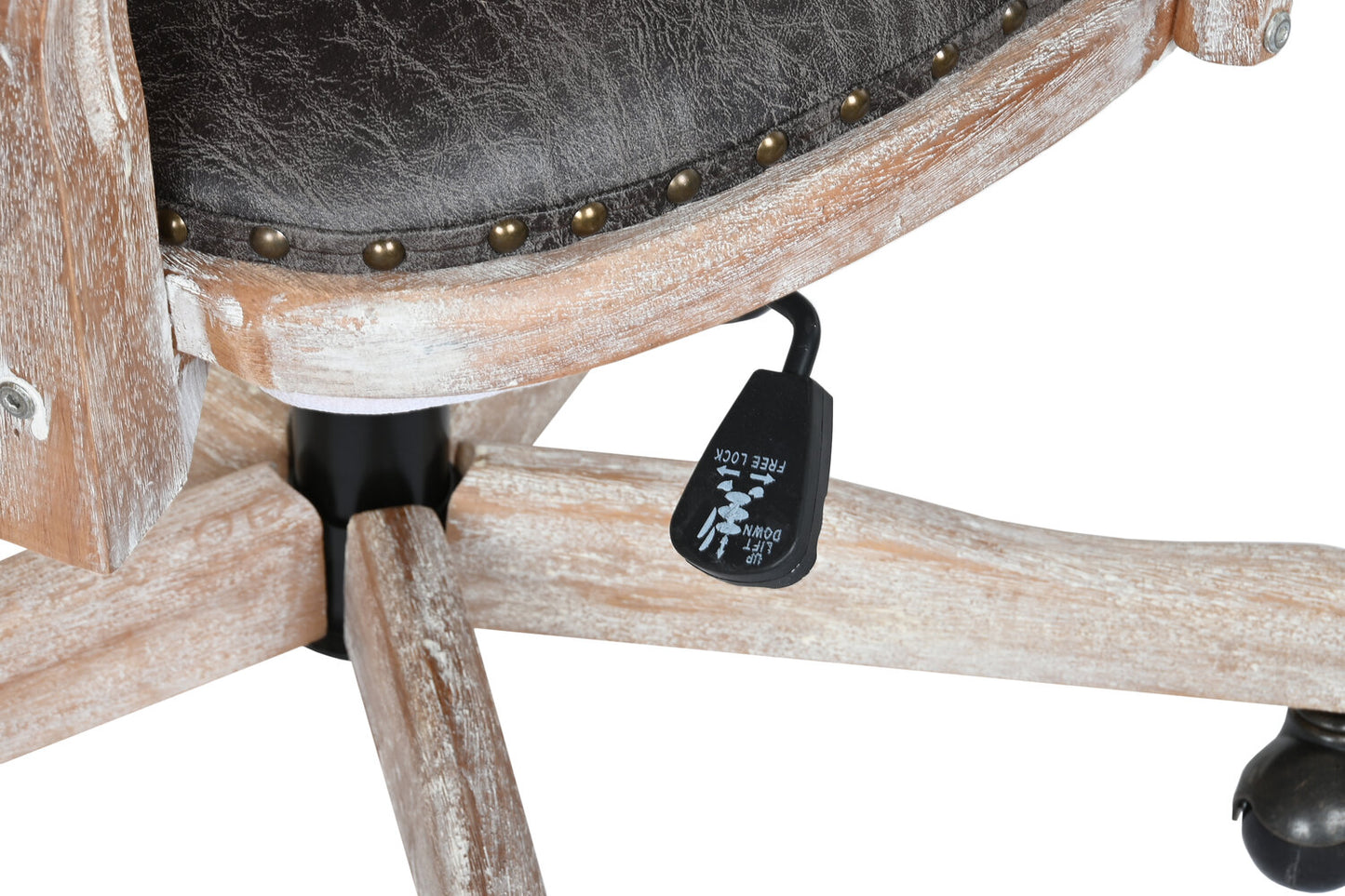 SILLA ABETO PU 52X50X88 98 RUEDAS MARRON OSCURO