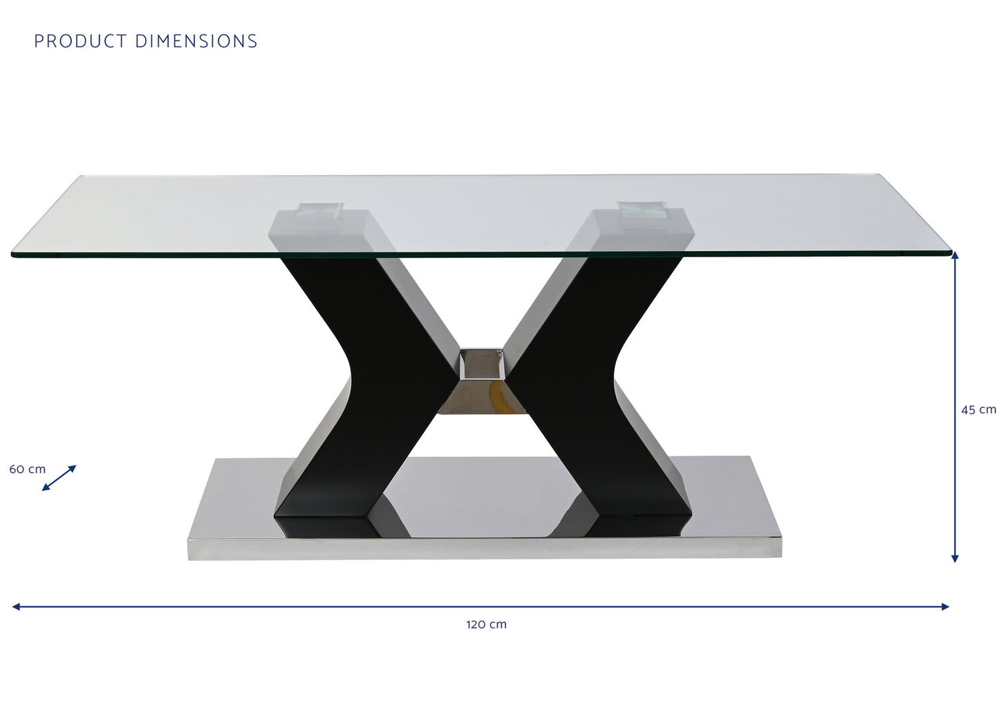 MESA CENTRO CRISTAL TEMPLADO MDF 120X60X45 NEGRO