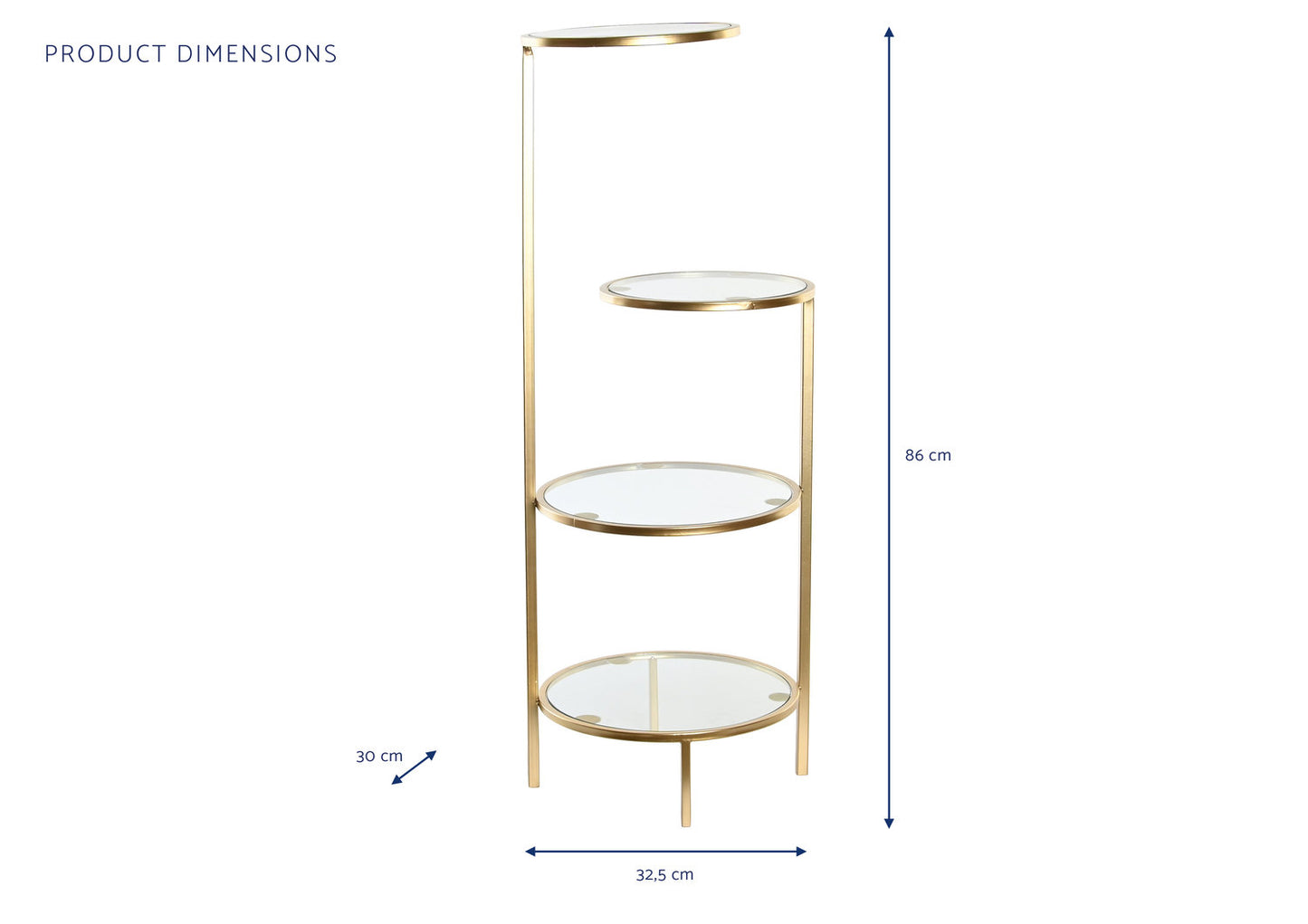 ESTANTE METAL CRISTAL 32:5X30X86 DORADO