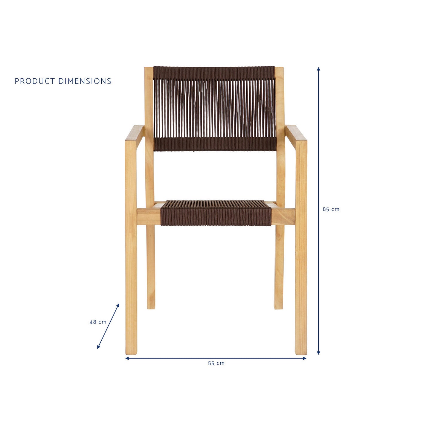MESA SET 5 TECA CUERDA 90X90X75 54X56X84 MARRON