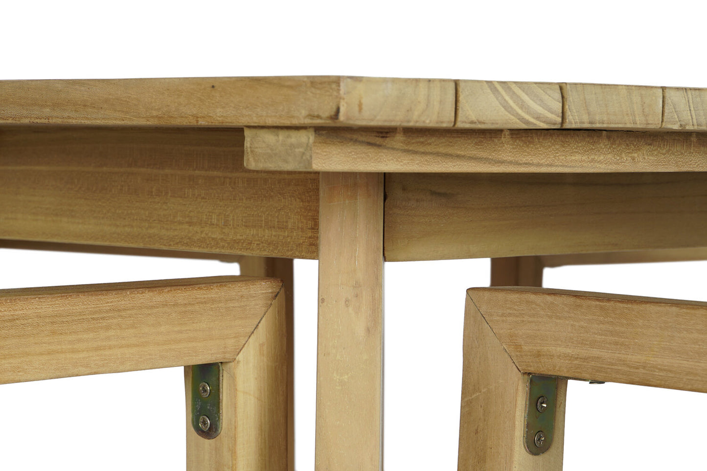 MESA SET 5 TECA CUERDA 90X90X75 54X56X84 MARRON