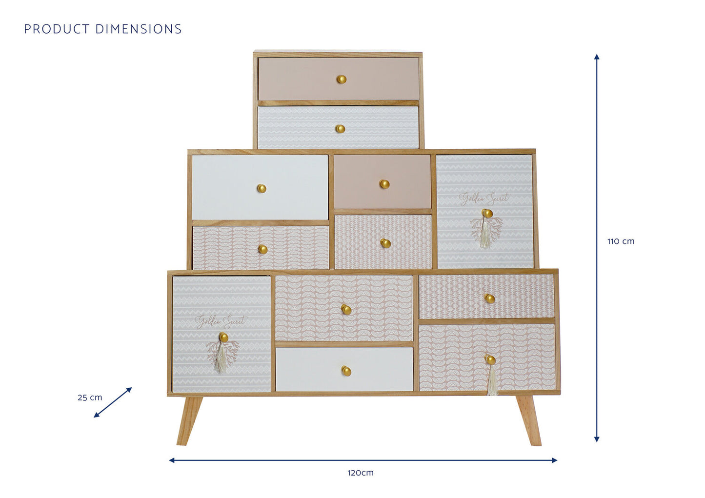 BUFFET PAULOWNIA 120X25X110 12 CAJONES NATURAL