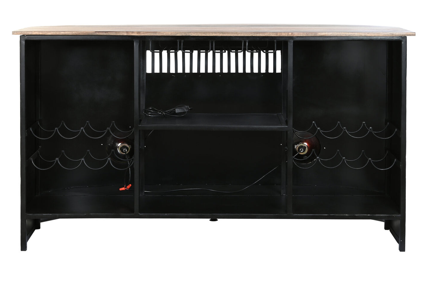 MUEBLE BAR MANGO HIERRO 157X52X90 FOCOS NEGRO