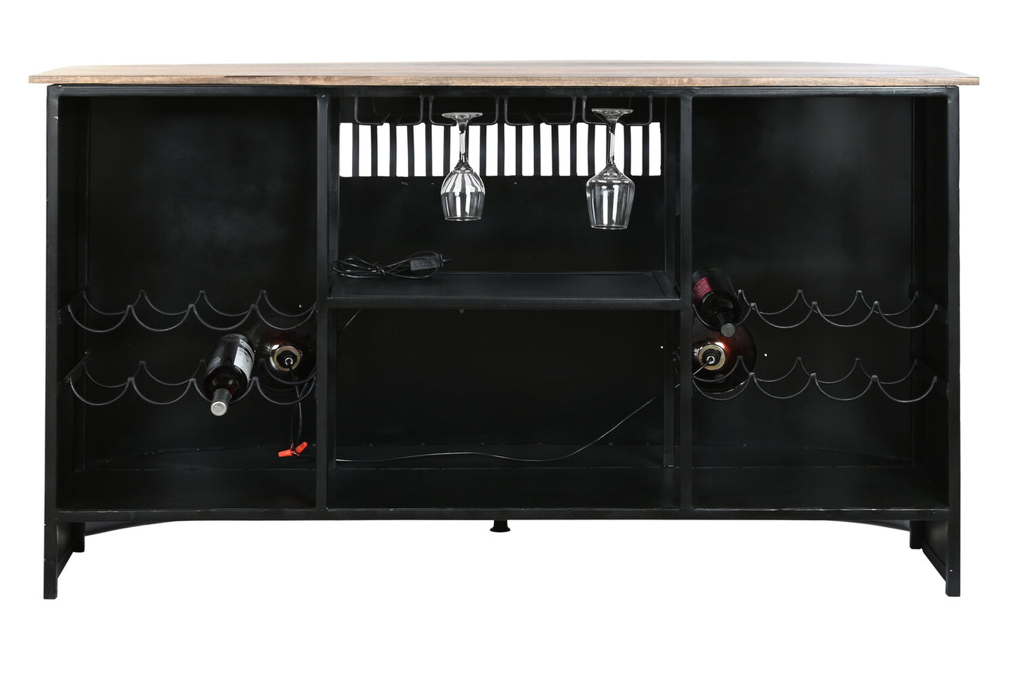 MUEBLE BAR MANGO HIERRO 157X52X90 FOCOS NEGRO
