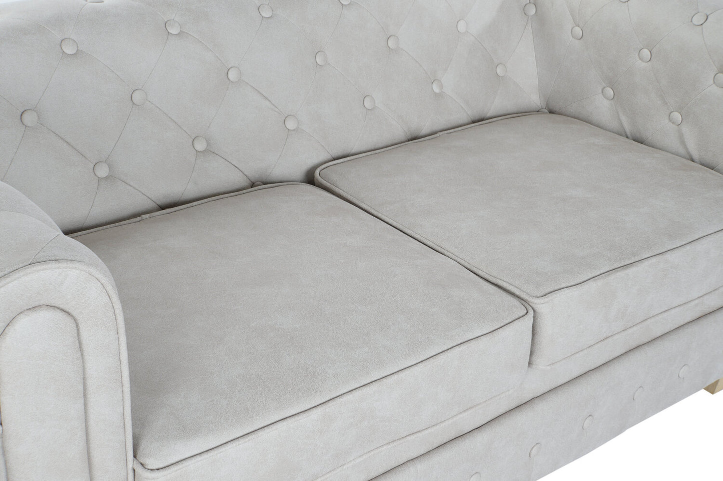 SOFA POLIESTER MADERA 151X80X70 CAPITONE BLANCO