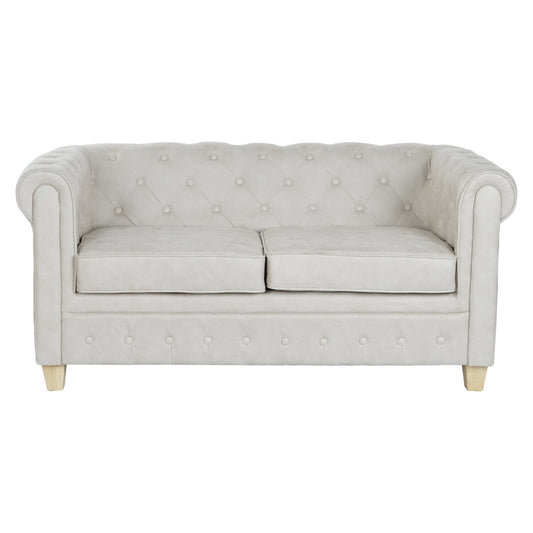 SOFA POLIESTER MADERA 151X80X70 CAPITONE BLANCO