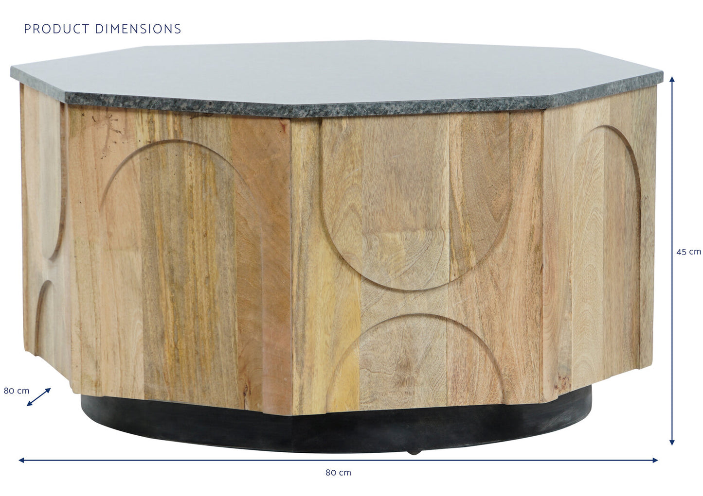 MESA CENTRO MANGO MARMOL 80X80X45