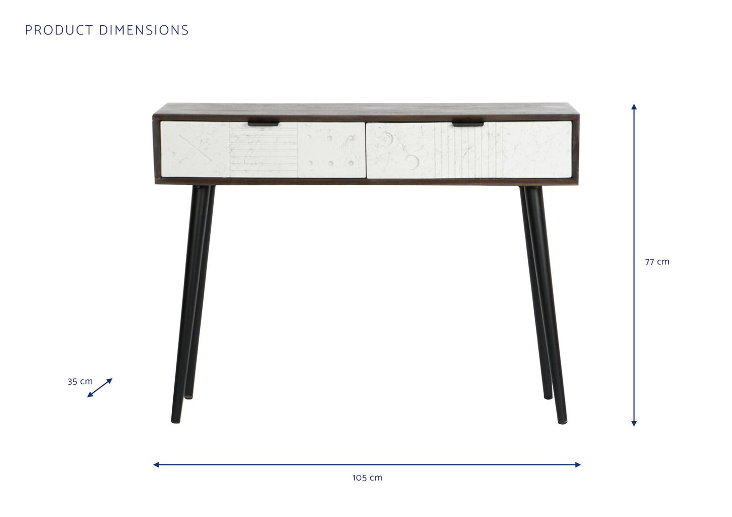 CONSOLA MANGO METAL 105X35X77 BLANCO