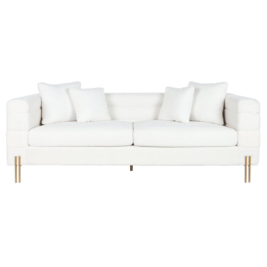 SOFA POLIESTER METAL 205X85X73 BORREGUITO BLANCO