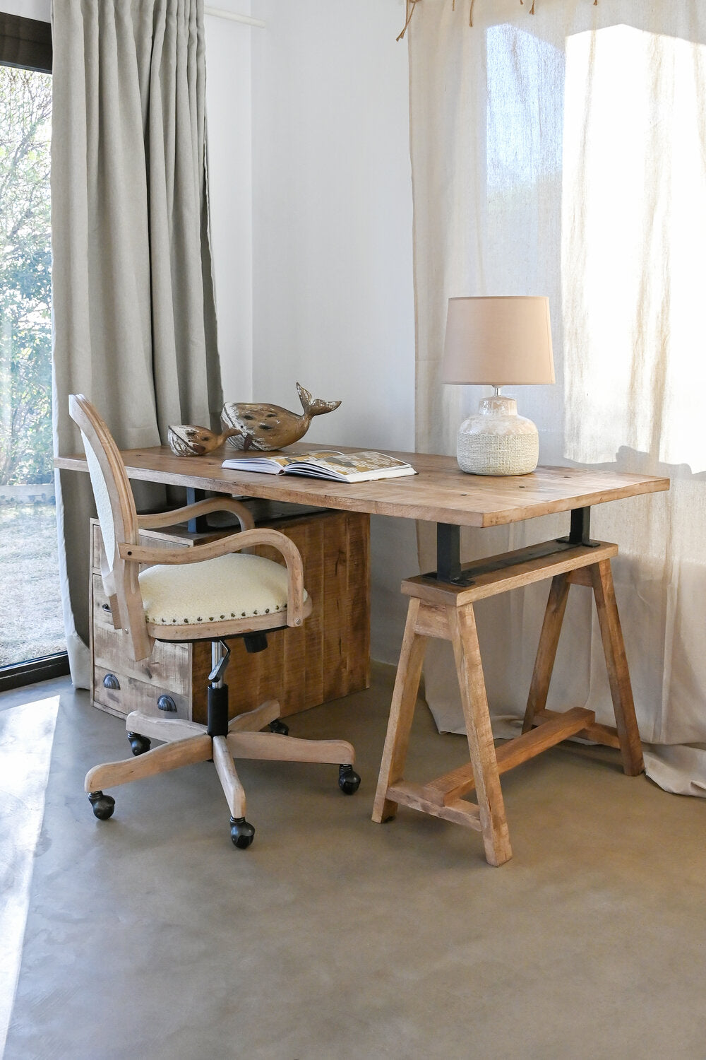 ESCRITORIO MANGO METAL 160X80X75 64:28 NATURAL