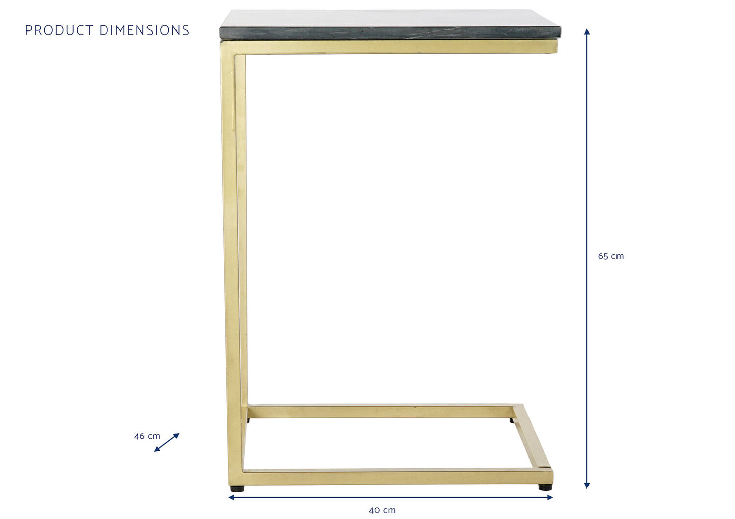 MESITA AUXILIAR MARMOL HIERRO 40X46X65 NEGRO