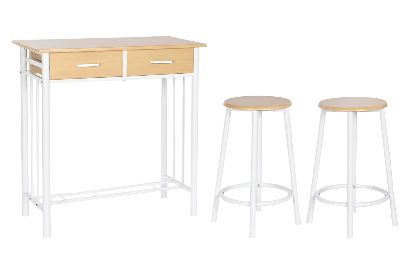 MESA SET 3 METAL MDF 80X50X84 32X32X45 NATURAL