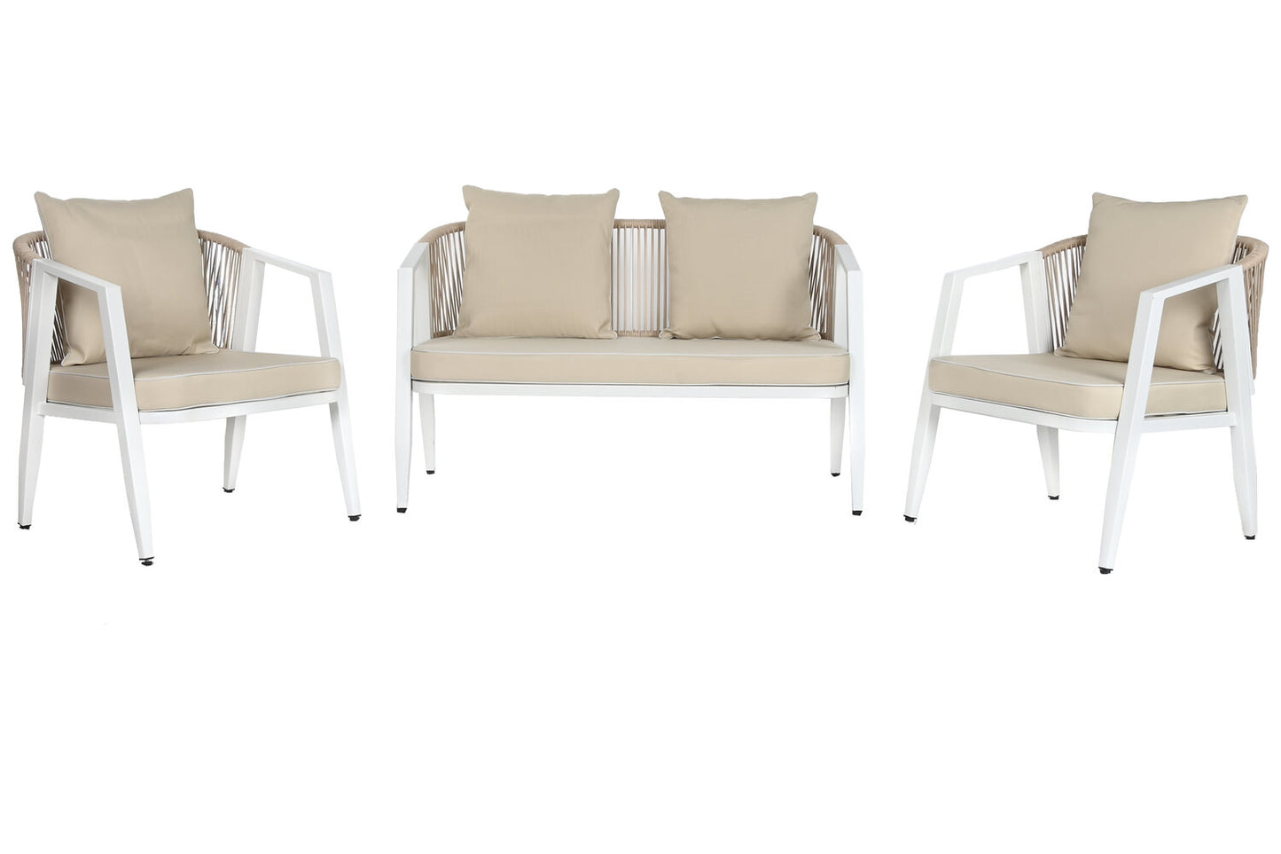 SOFA SET 4 ACERO POLIESTER 123X66X72 BLANCO