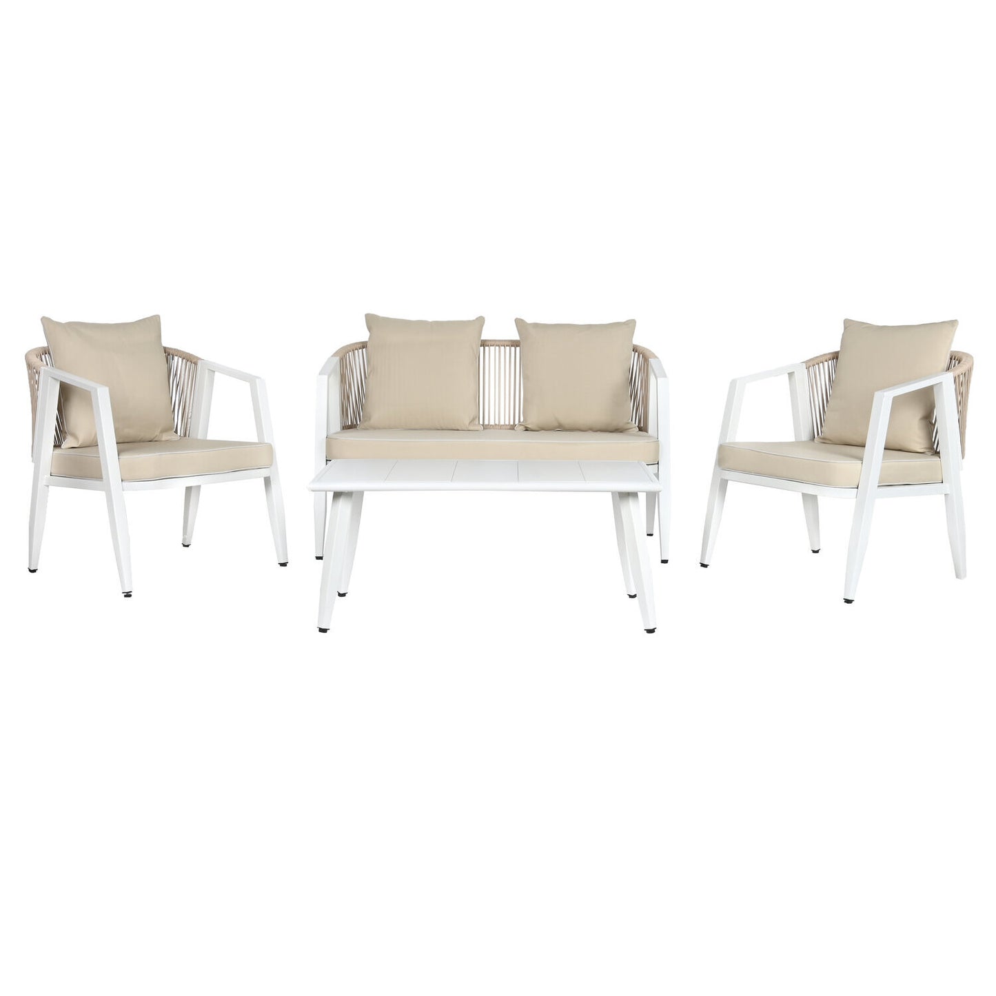 SOFA SET 4 ACERO POLIESTER 123X66X72 BLANCO