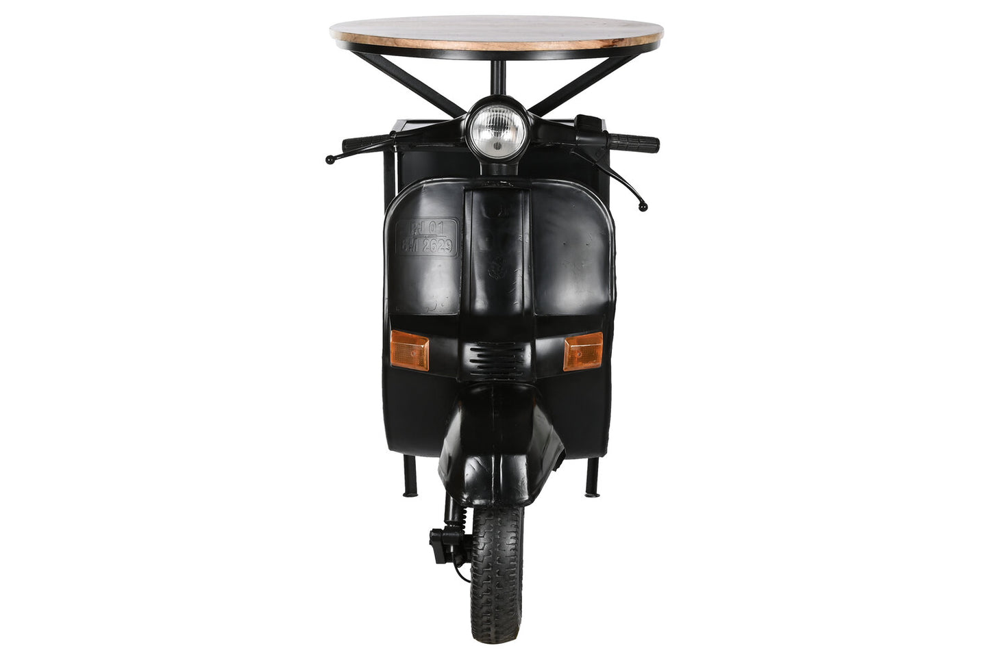 MESA HIERRO MANGO 116X72X110 MOTO DESGASTADO NEGRO