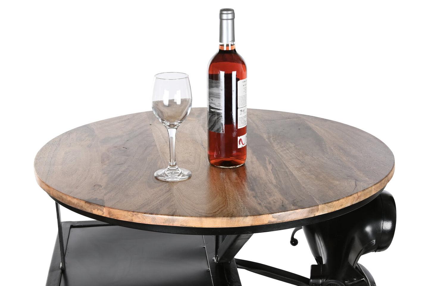 MESA HIERRO MANGO 116X72X110 MOTO DESGASTADO NEGRO