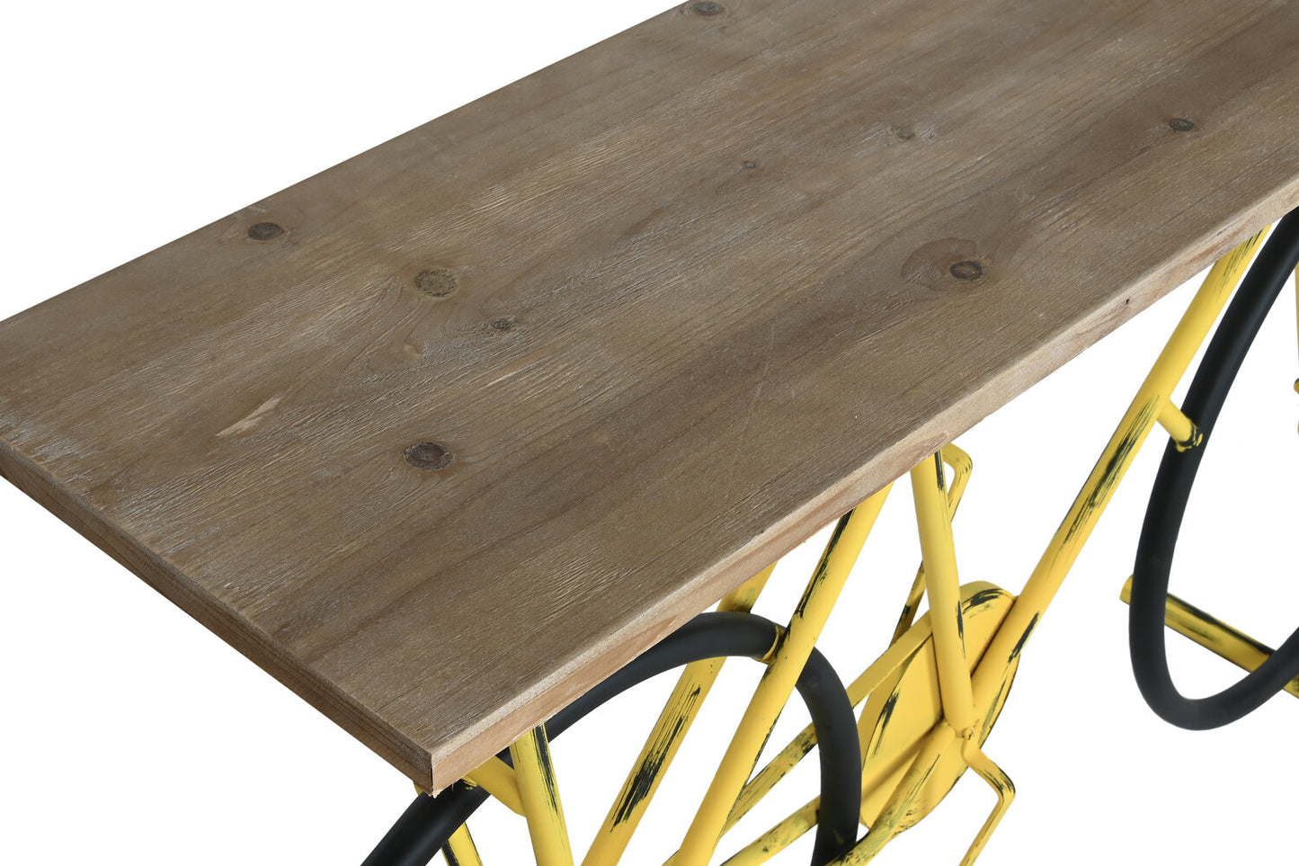 CONSOLA METAL MADERA 160X40X88 BICICLETA AMARILLO