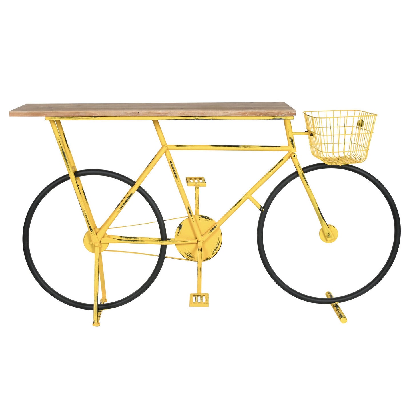 CONSOLA METAL MADERA 160X40X88 BICICLETA AMARILLO