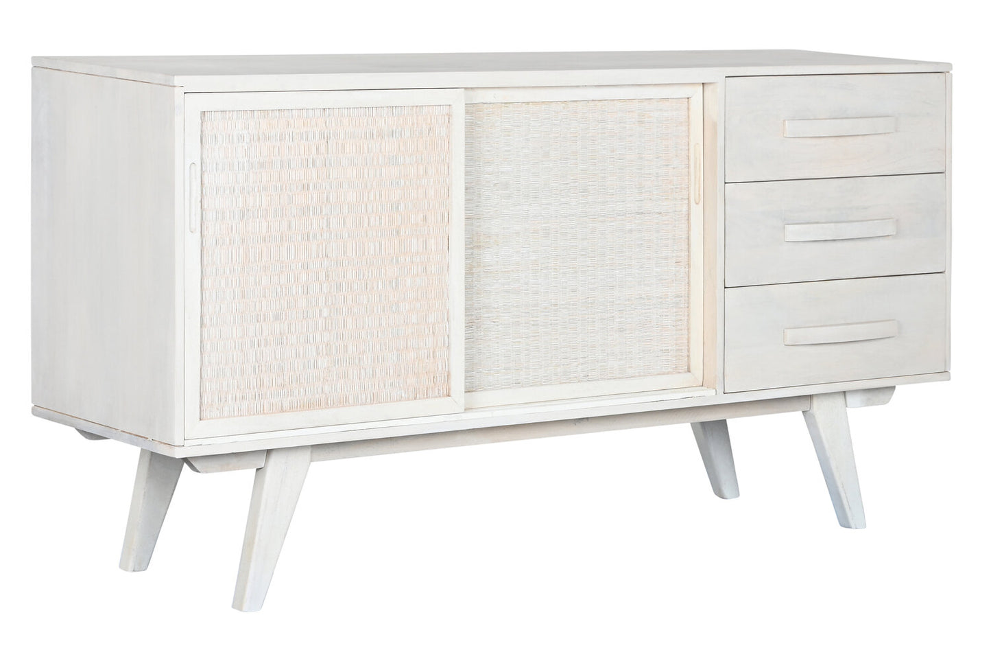 BUFFET MANGO RATAN 155X40X80 BLANCO ROTO
