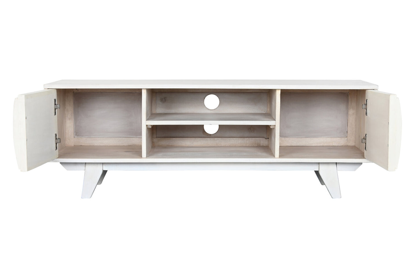 MUEBLE TV MANGO RATAN 128X40X45 BLANCO ROTO