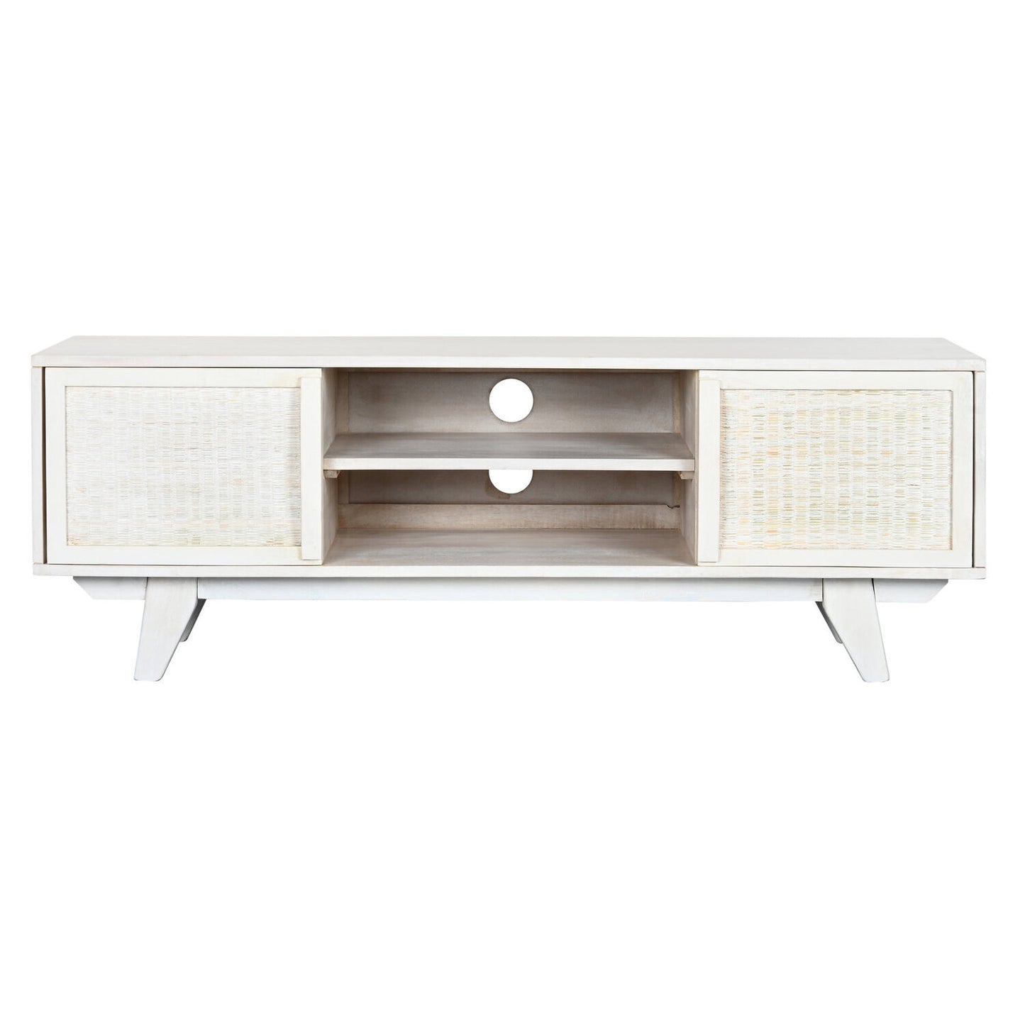 MUEBLE TV MANGO RATAN 128X40X45 BLANCO ROTO