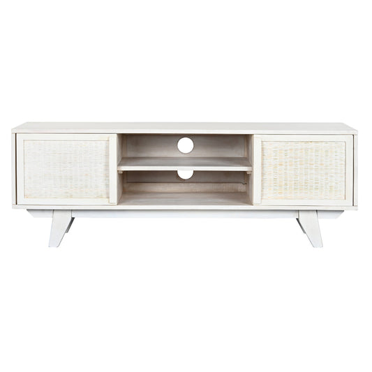 MUEBLE TV MANGO RATAN 128X40X45 BLANCO ROTO