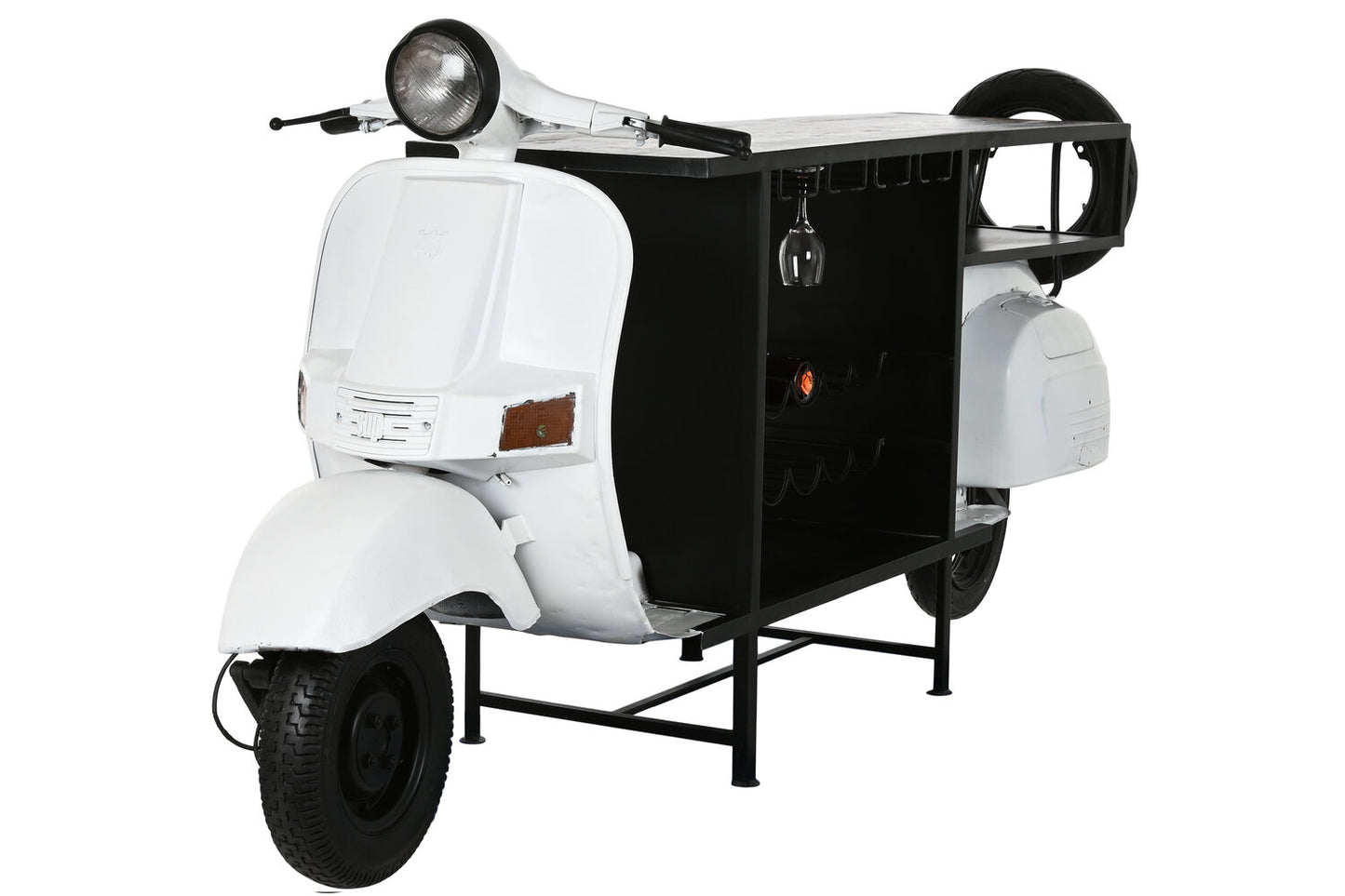 MUEBLE BAR METAL MADERA 240X72X110 SCOOTER BLANCO