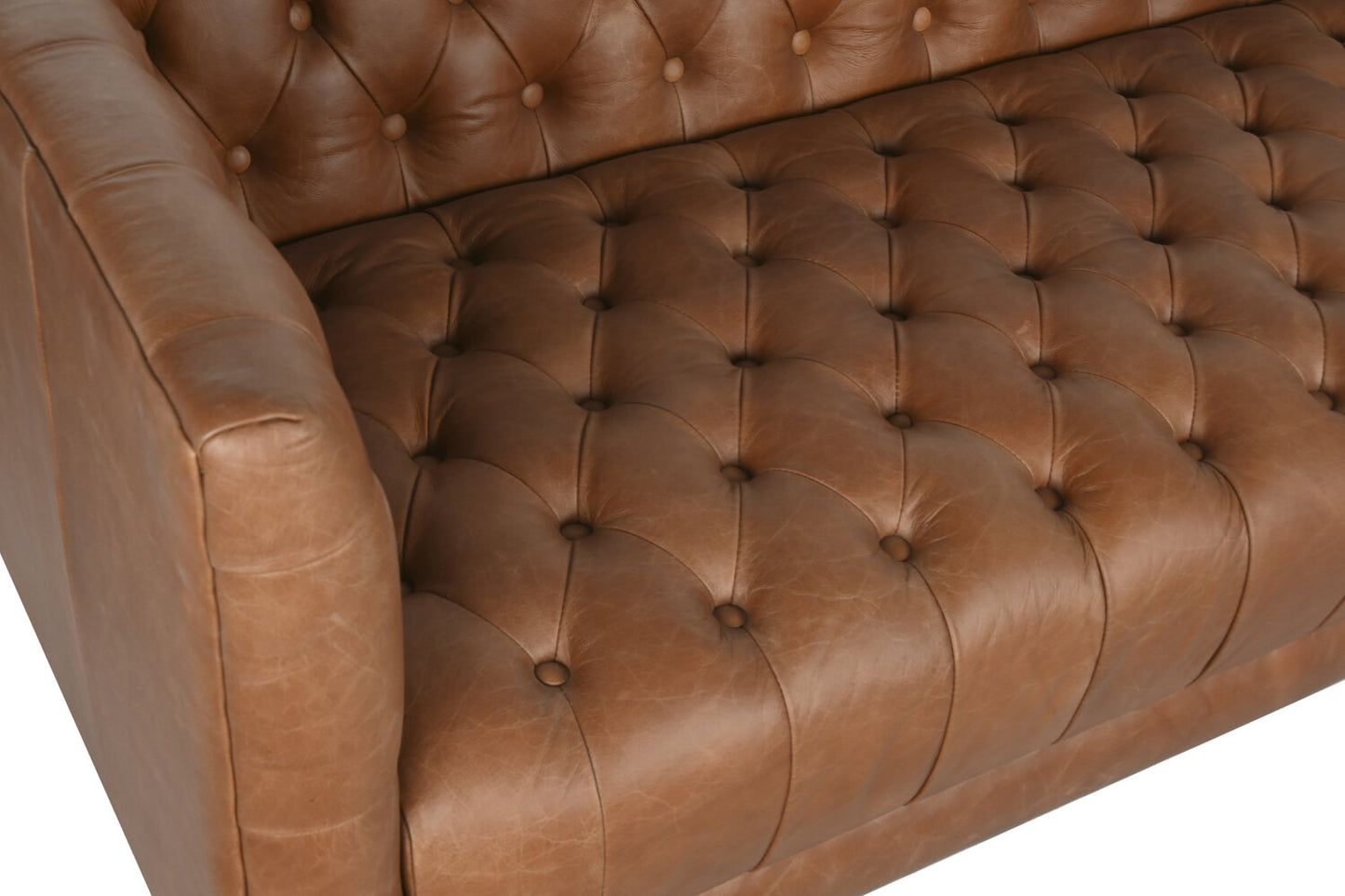 SOFA PIEL ACERO 209X77X74 CAPITONE COGNAC