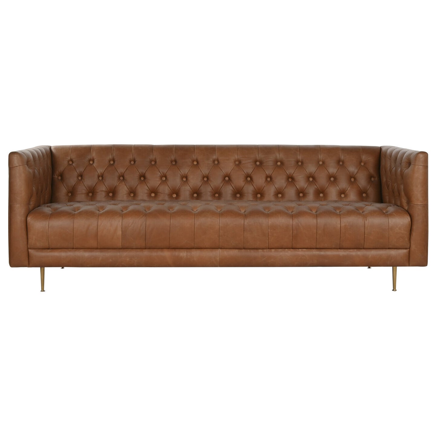 SOFA PIEL ACERO 209X77X74 CAPITONE COGNAC