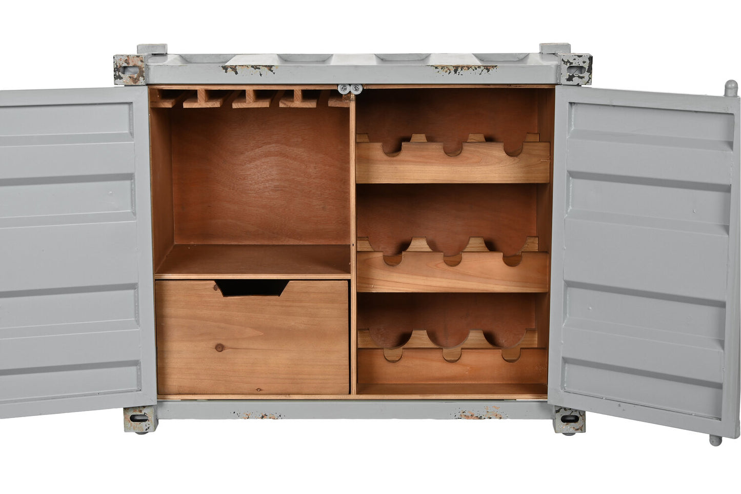 BOTELLERO METAL MDF 77X41X64 CONTAINER GRIS