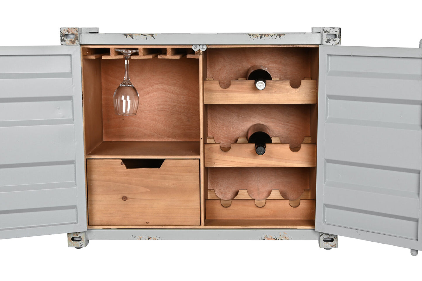 BOTELLERO METAL MDF 77X41X64 CONTAINER GRIS