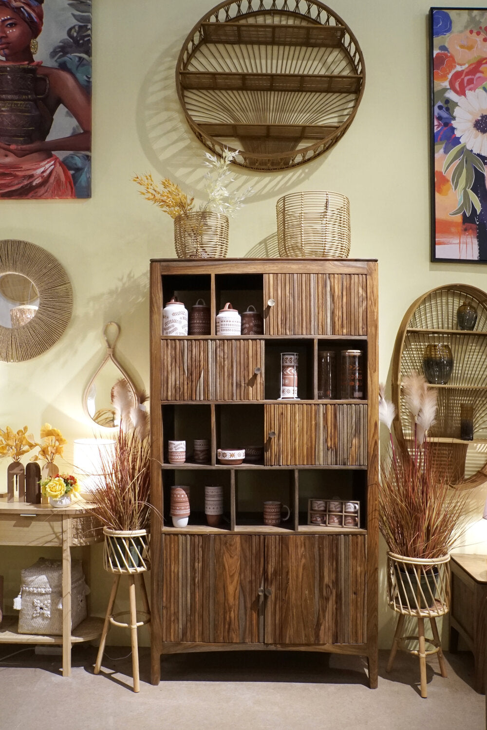 MACETERO BAMBU 28X28X60 NATURAL