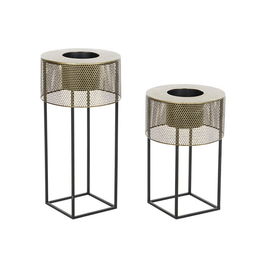 MACETERO SET 2 METAL 33X33X67 NEGRO