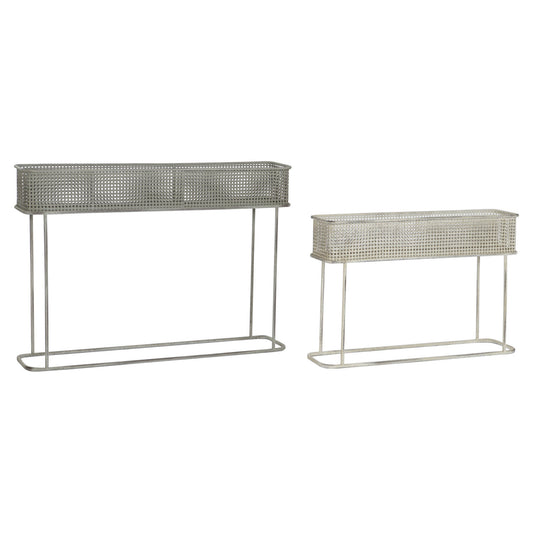 MACETERO SET 2 METAL 100X22X70 ENVEJECIDO GRIS
