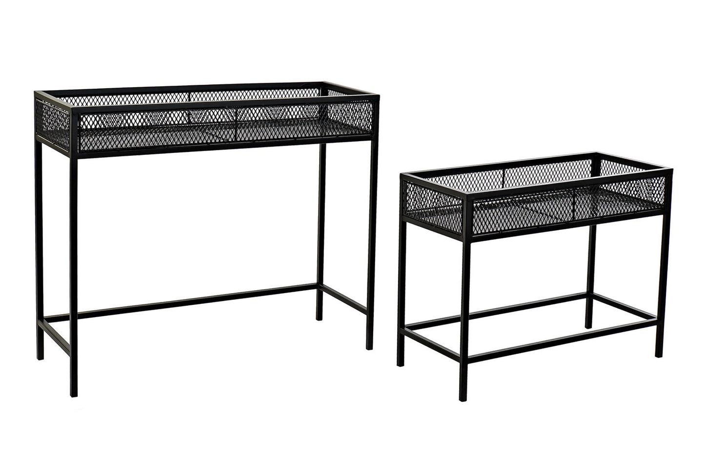 MACETERO SET 2 METAL 70X25X60:5 55X25X45 NEGRO