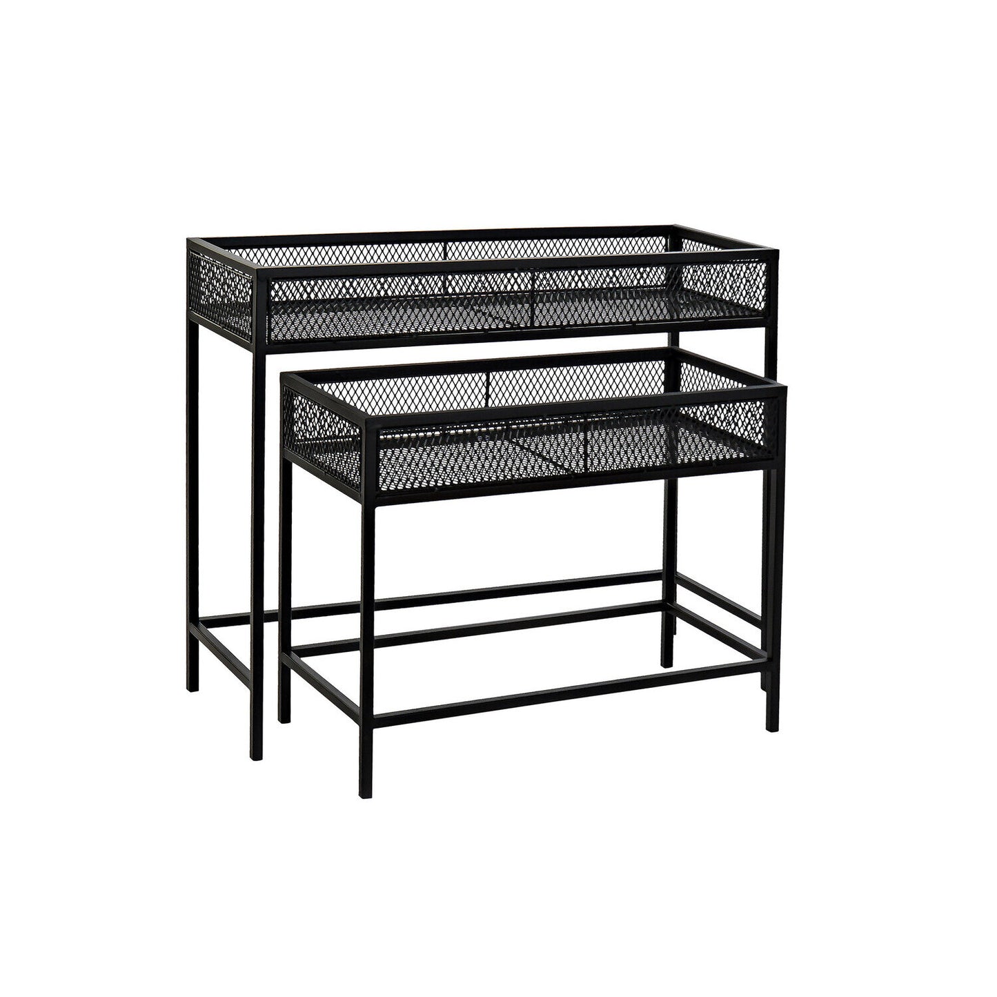 MACETERO SET 2 METAL 70X25X60:5 55X25X45 NEGRO